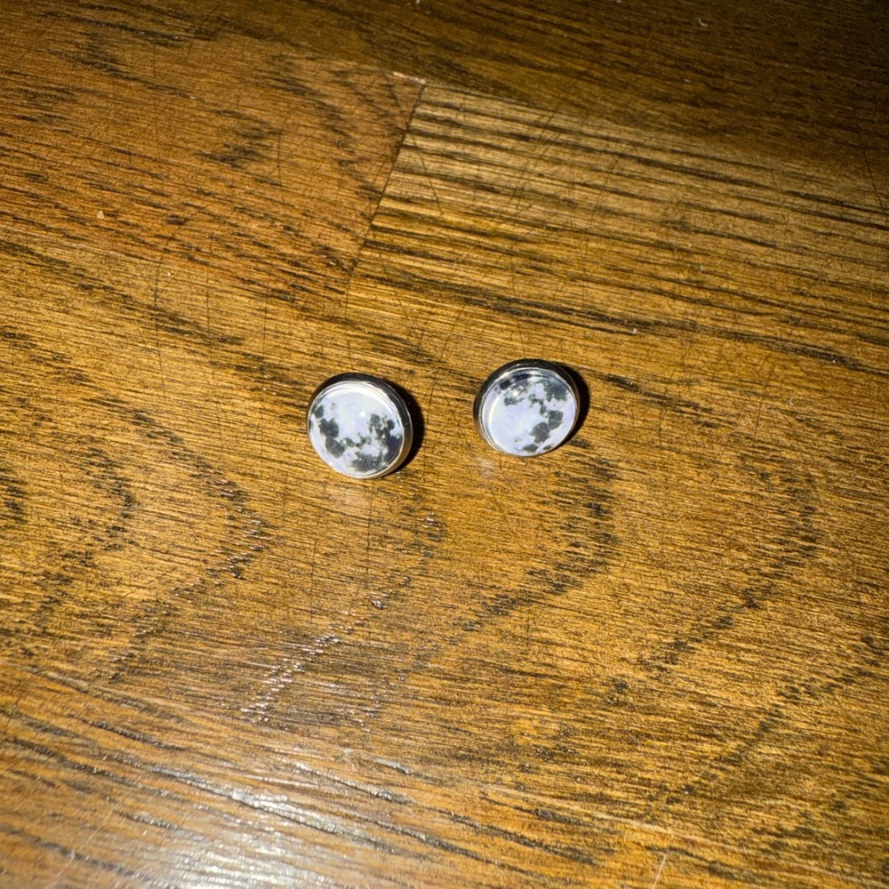 Dark and Light Grey Stud Earrings Moon-Inspired